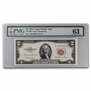 1953 $2.00 U.S. Note Red Seal CU-63 PMG (Fr#1509)