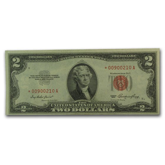 1953* $2.00 U.S. Note Red Seal XF (Fr#1509*) Star Note 1953* $2.00 U.S. Note Red Seal XF (Fr#1509*) Star Note