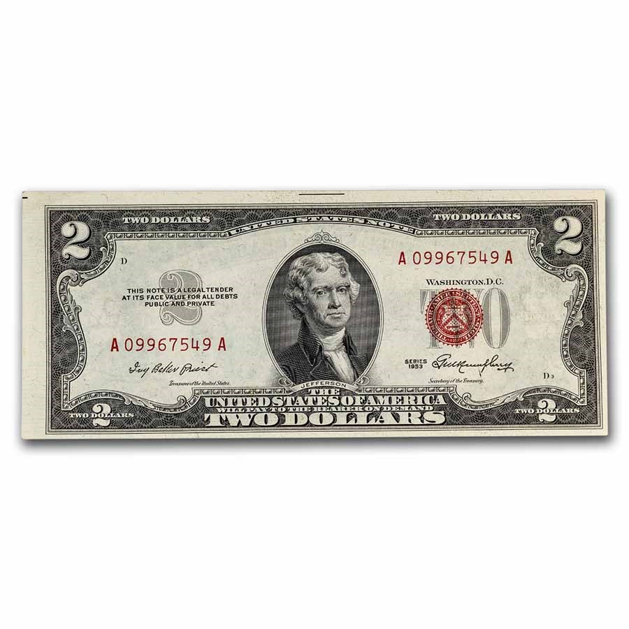 1953 $2.00 U.S. Notes Red Seal AU (Fr#1509)
