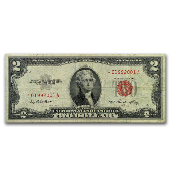 1953* $2.00 U.S. Notes Red Seal Fine 1953* $2.00 U.S. Notes Red Seal Fine