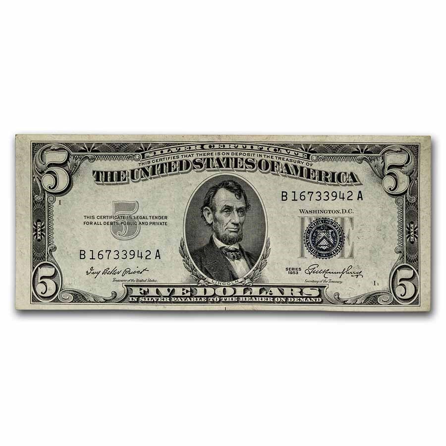 1953 $5.00 Silver Certificate AU (Fr#1655)