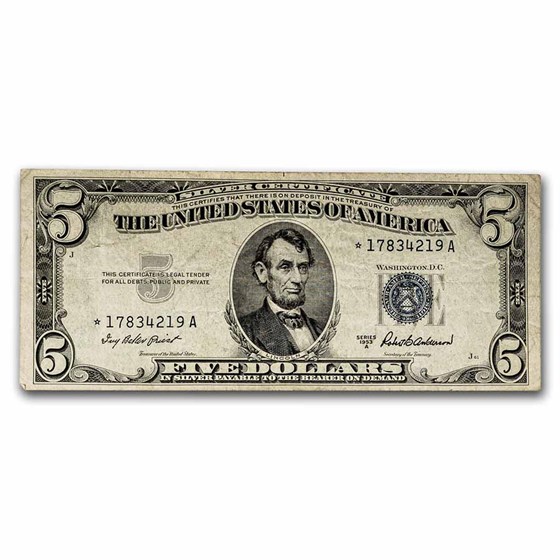 1953* $5.00 Silver Certificate Fine (Fr#1655*) Star Note 1953* $5.00 Silver Certificate Fine (Fr#1655*) Star Note