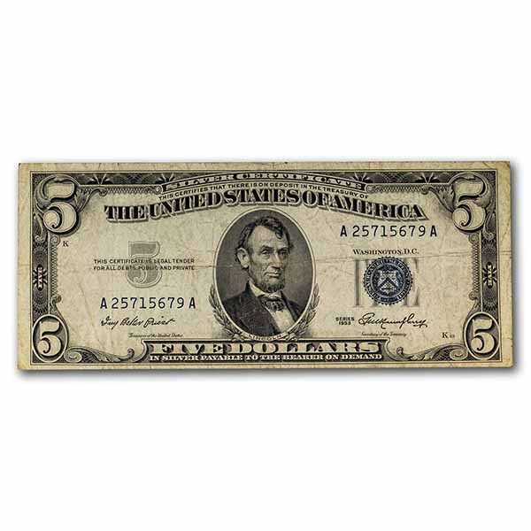 1953 $5.00 Silver Certificate VF (Fr#1655)