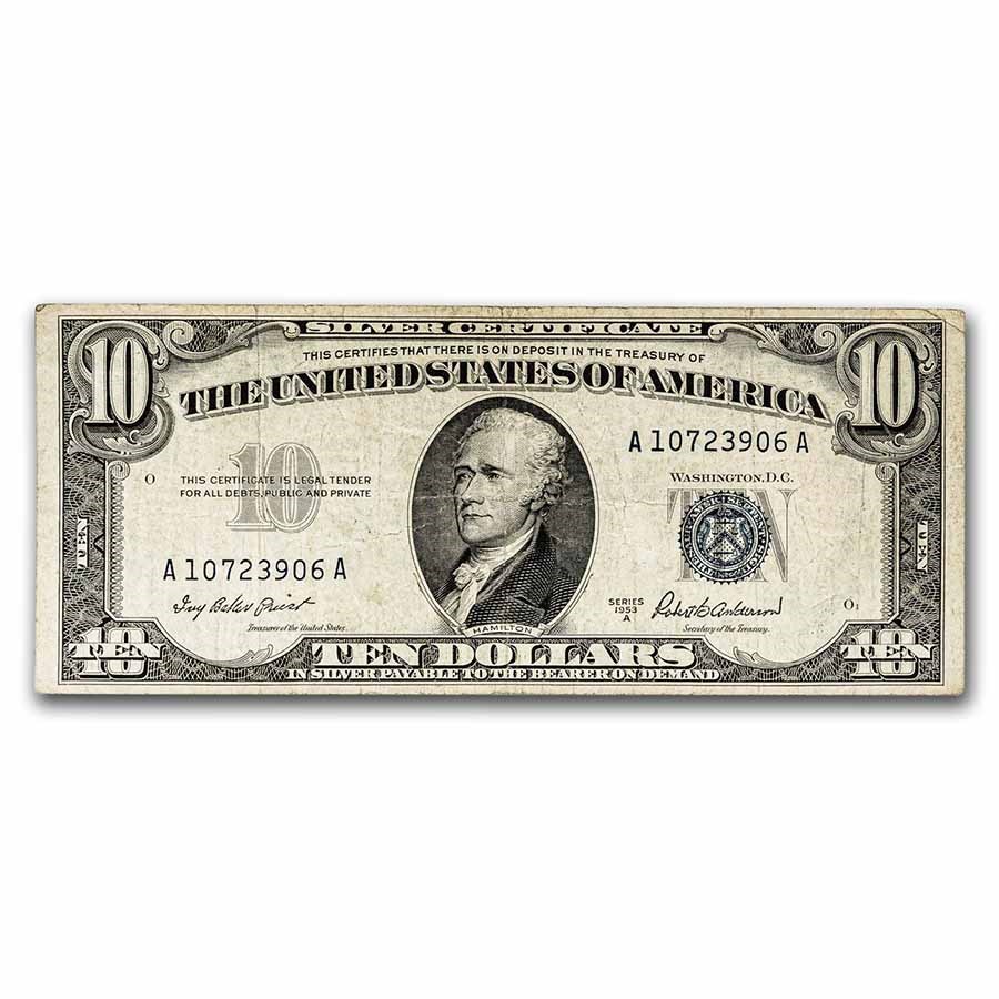 1953-A $10 Silver Certificate VF (Fr#1707)