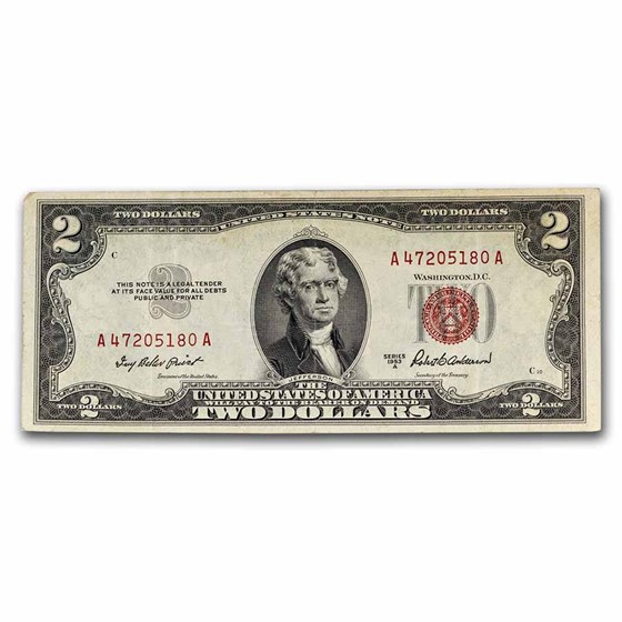 1953-A $2.00 U.S. Note Red Seal VF (Fr#1510)