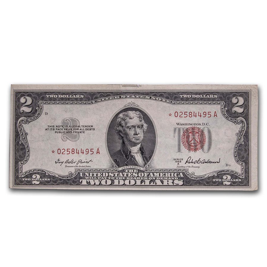 1953-A* $2.00 U.S. Notes Red Seal AU (Fr#1510*) Star Note
