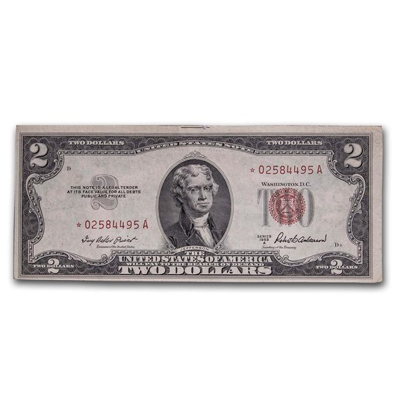 1953-A* $2.00 U.S. Notes Red Seal AU (Fr#1510*) Star Note 1953-A* $2.00 U.S. Notes Red Seal AU (Fr#1510*) Star Note