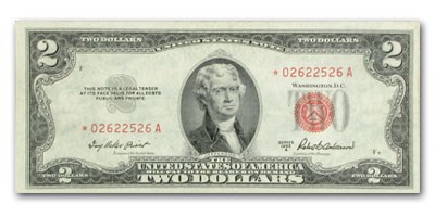 1953-A* $2.00 U.S. Notes Red Seal XF 1953-A* $2.00 U.S. Notes Red Seal XF