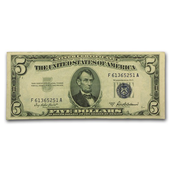 1953-A $5.00 Silver Certificate AU (Fr#1656)