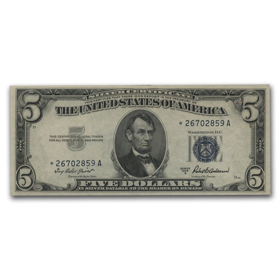 1953-A* $5.00 Silver Certificate CU (Fr#1656*) Star Note 1953-A* $5.00 Silver Certificate CU (Fr#1656*) Star Note