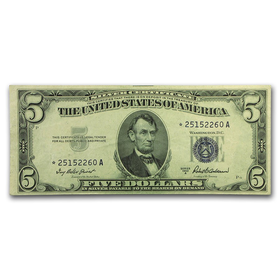 1953-A* $5.00 Silver Certificate XF (Fr#1656*) Star Note