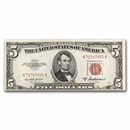 1953-A $5.00 U.S. Note Red Seal AU (Fr#1533)