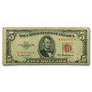 1953-A $5.00 U.S. Note Red Seal Avg Circ VG/VF (Fr#1533)