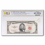 1953-A $5.00 U.S. Note Red Seal CU-65 PPQ PCGS (Fr#1533) Foldover