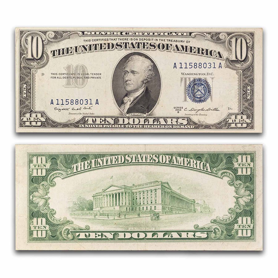 1953-B $10 Silver Certificate VF (Fr#1708)