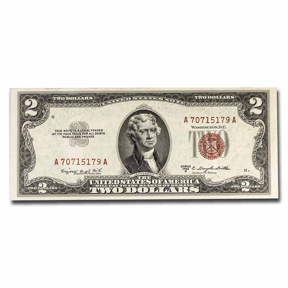 1953-B $2.00 U.S. Notes Red Seal AU (Fr#1511) 1953-B $2.00 U.S. Notes Red Seal AU (Fr#1511)