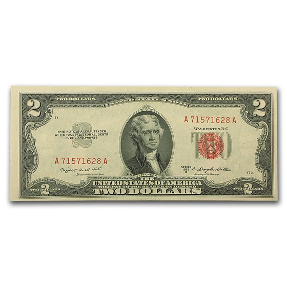 1953-B $2.00 U.S. Notes Red Seal CU (Fr#1511) 1953-B $2.00 U.S. Notes Red Seal CU (Fr#1511)