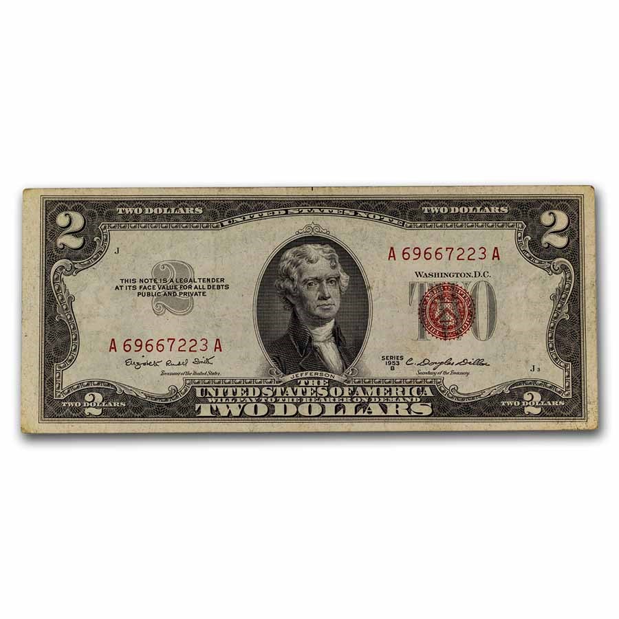 1953-B $2.00 U.S. Notes Red Seal VF (Fr#1511)