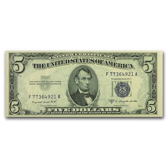 1953-B $5.00 Silver Certificate CU (Fr#1657) 1953-B $5.00 Silver Certificate CU (Fr#1657)