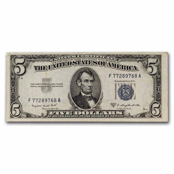 1953-B $5.00 Silver Certificate VG/VF (Fr#1657) 1953-B $5.00 Silver Certificate VG/VF (Fr#1657)