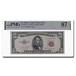 1953-B* $5.00 U.S. Note Red Seal CU-67 PMG (Fr#1534*) Star Note