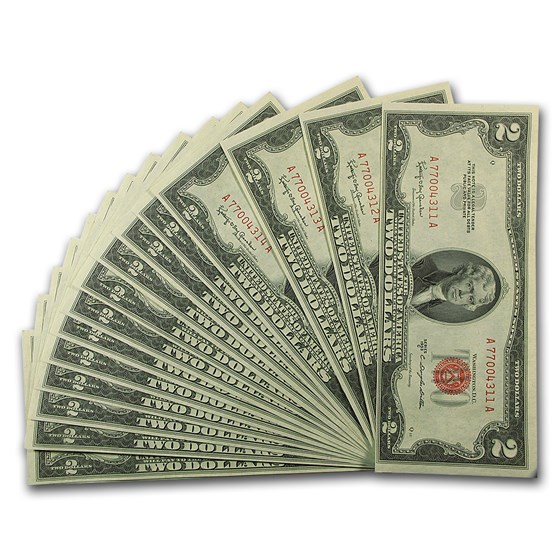 1953-C $2.00 U.S. Notes Red Seal CU (15 Consec Serial Numbers) 1953-C $2.00 U.S. Notes Red Seal CU (15 Consec Serial Numbers)