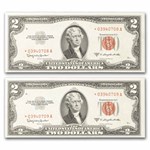 1953-C* $2.00 U.S. Notes Red Seal CU (Fr#1512*) 2 Consecutive