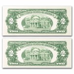 1953-C* $2.00 U.S. Notes Red Seal CU (Fr#1512*) 2 Consecutive