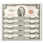 1953-C* $2.00 U.S. Notes Red Seal CU (Fr#1512*) 6 Consecutive