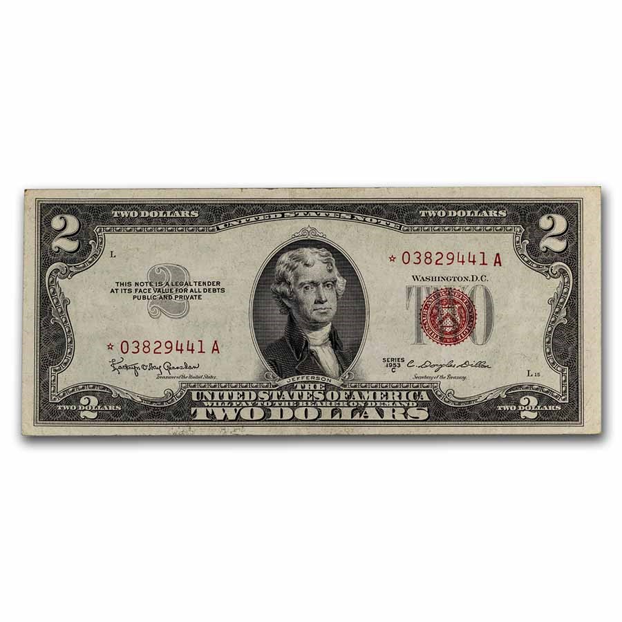 1953-C* $2.00 U.S. Notes Red Seal VF (Fr#1512*) Star Note