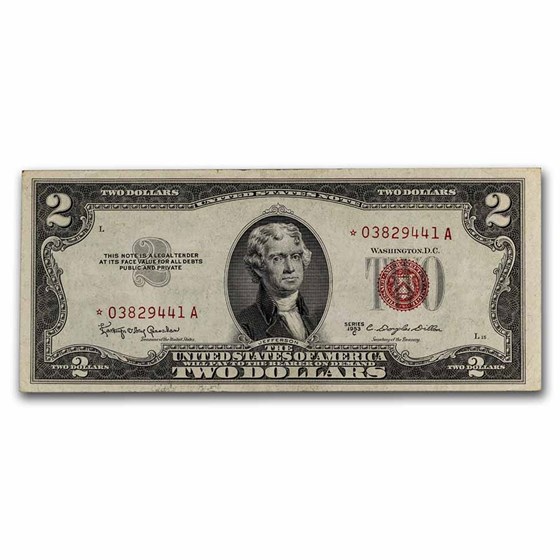 1953-C* $2.00 U.S. Notes Red Seal VF (Fr#1512*) Star Note 1953-C* $2.00 U.S. Notes Red Seal VF (Fr#1512*) Star Note