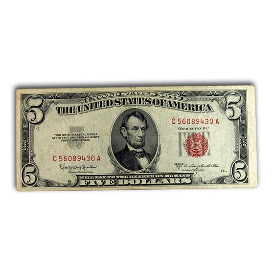 1953-C $5.00 U.S. Note Red Seal XF (Fr#1535) 1953-C $5.00 U.S. Note Red Seal XF (Fr#1535)