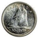 1953 Canada Silver 10 Cents Elizabeth II BU/Prooflike