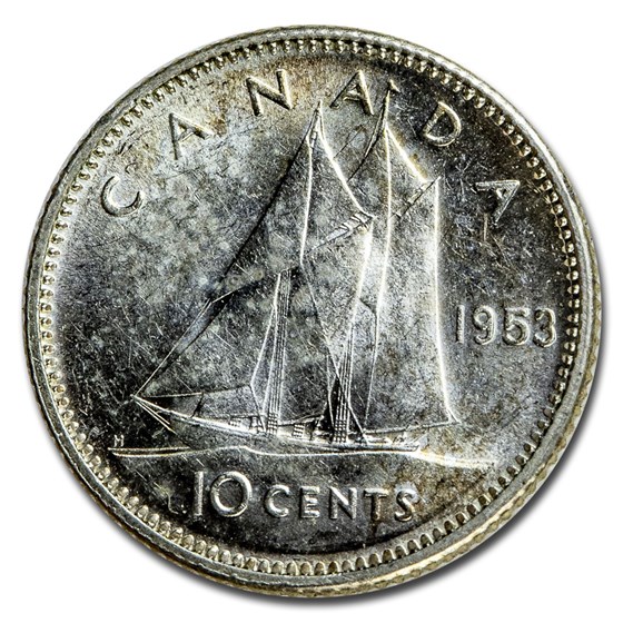 1953 Canada Silver 10 Cents Elizabeth II BU/Prooflike 1953 Canada Silver 10 Cents Elizabeth II BU/Prooflike