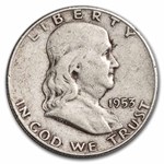 1953-D Franklin Half Dollar 20-Coin Roll Avg Circ