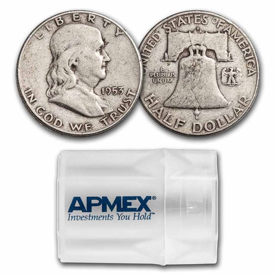 1953-D Franklin Half Dollar 20-Coin Roll Avg Circ 1953-D Franklin Half Dollar 20-Coin Roll Avg Circ