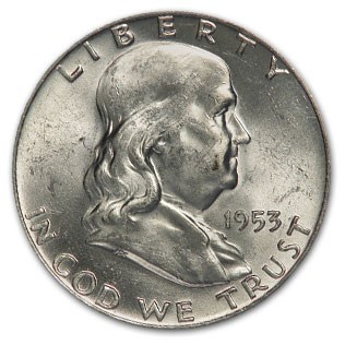 1953-D Franklin Half Dollar AU