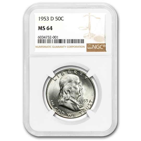 1953-D Franklin Half Dollar MS-64 NGC