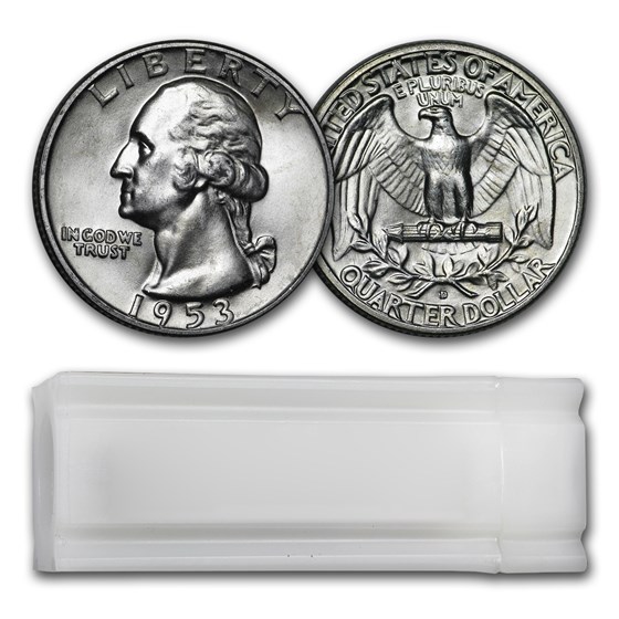 1953-D Washington Quarter 40-Coin Roll BU 1953-D Washington Quarter 40-Coin Roll BU