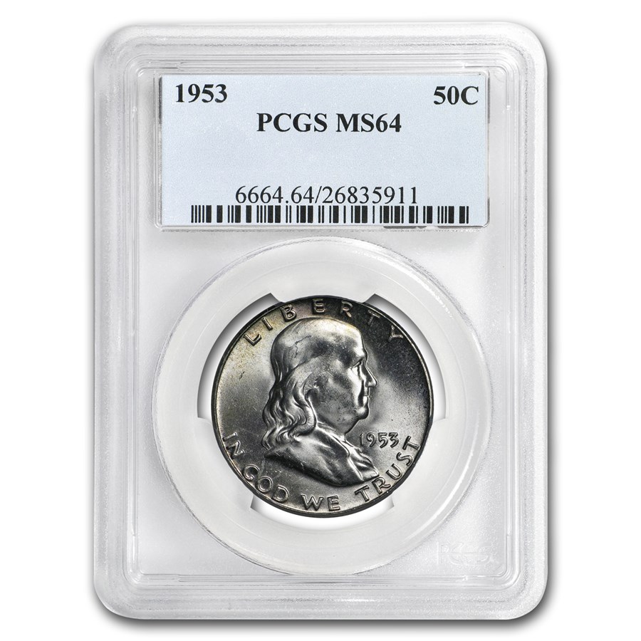 1953 Franklin Half Dollar MS-64 PCGS