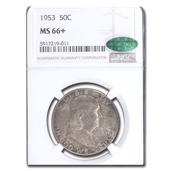 1953 Franklin Half Dollar MS-66+ NGC CAC 1953 Franklin Half Dollar MS-66+ NGC CAC