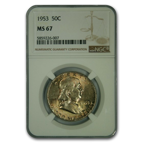 1953 Franklin Half Dollar MS-67 NGC 1953 Franklin Half Dollar MS-67 NGC
