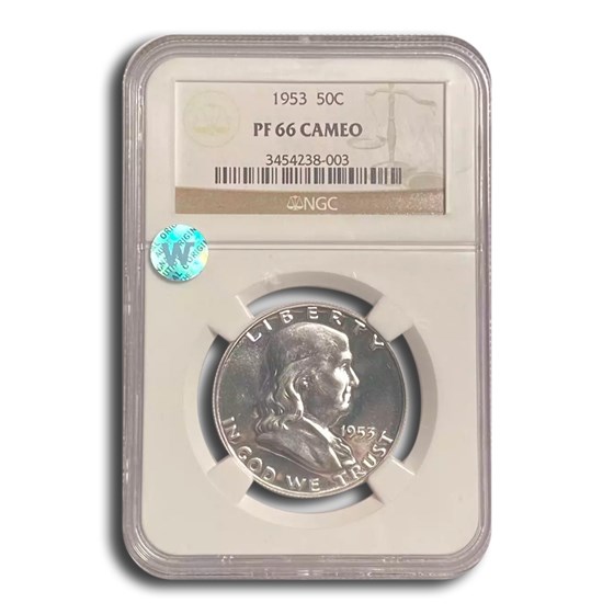 1953 Franklin Half Dollar PF-66 Cameo NGC 1953 Franklin Half Dollar PF-66 Cameo NGC