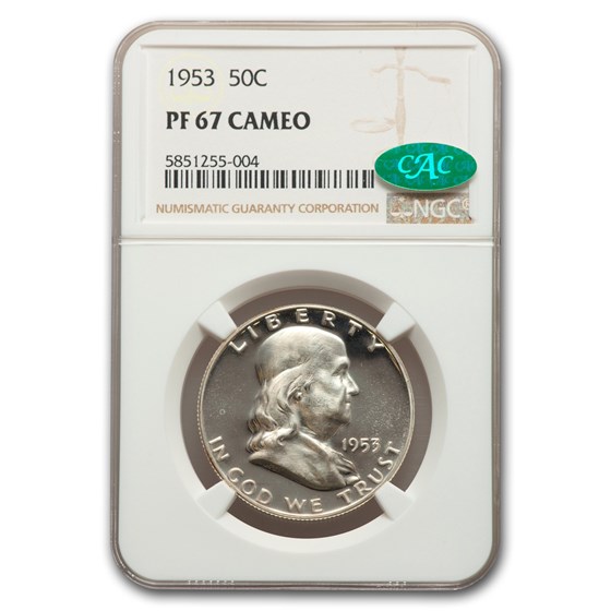1953 Franklin Half Dollar PF-67 Cameo NGC CAC 1953 Franklin Half Dollar PF-67 Cameo NGC CAC