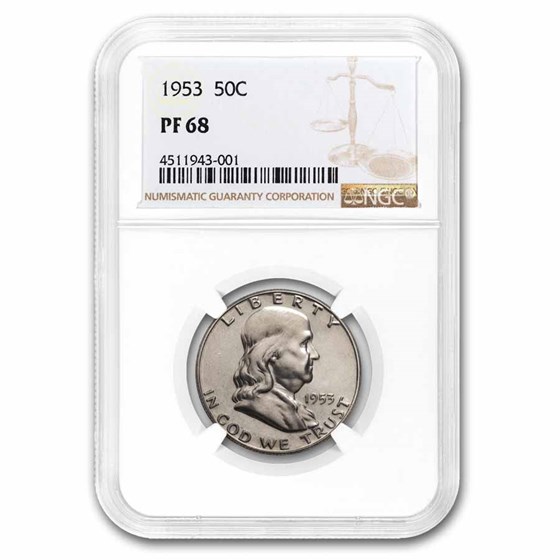 1953 Franklin Half Dollar PF-68 NGC 1953 Franklin Half Dollar PF-68 NGC