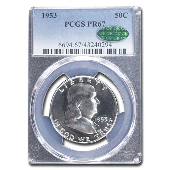 1953 Franklin Half Dollar PR-67 PCGS CAC 1953 Franklin Half Dollar PR-67 PCGS CAC