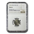1953 Ireland 3 Pence MS-65 NGC