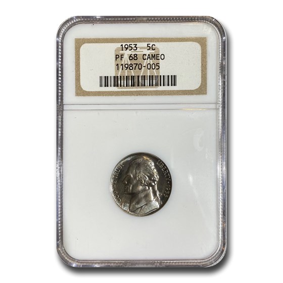 1953 Jefferson Nickel PF-68 Cameo NGC 1953 Jefferson Nickel PF-68 Cameo NGC