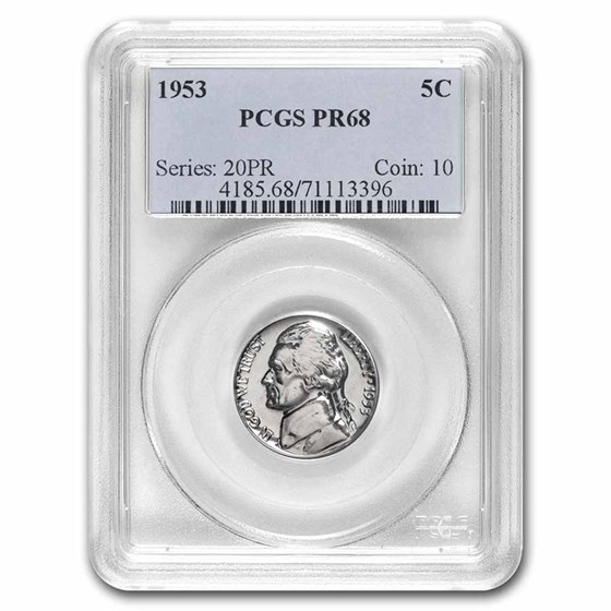 1953 Jefferson Nickel PR-68 PCGS 1953 Jefferson Nickel PR-68 PCGS