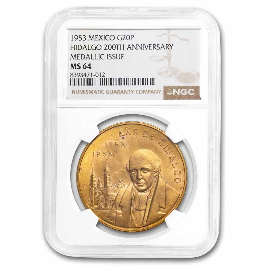 招*@様 1953年ポルトガル 20 エスクード銀貨　NGC 認定MS64 Buy 1953 Mexican Hidalgo Gold 20 Pesos MS-64 NGC (.4823 AGW) | APMEX